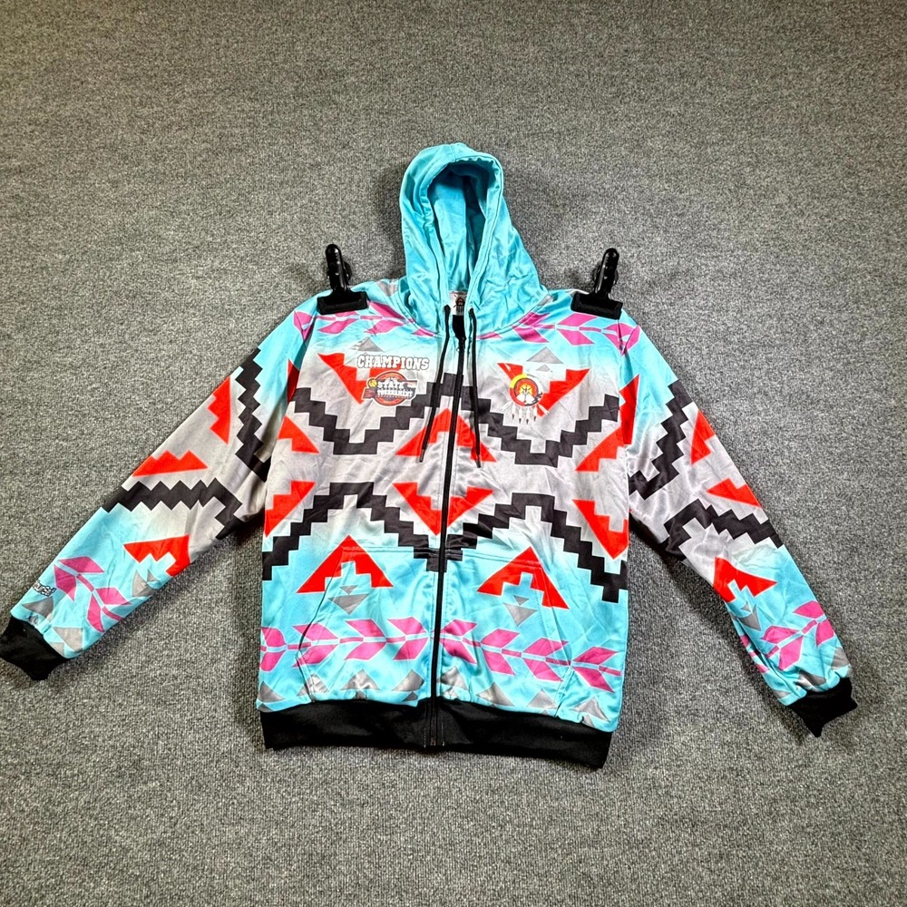 Modern Tribal Nations Oklahoma Champion Basketball Hoodie Mens XL Blue Full Zip